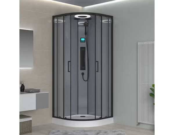 Black Bluetooth shower cubicle